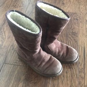 Suede Uggs Zipper Boots